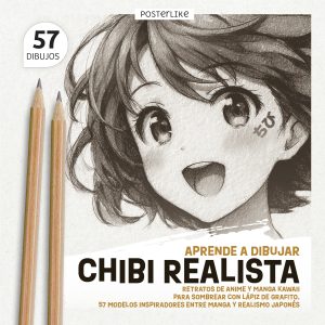 Retratos de Anime y Manga Kawaii para Sombrear con Lápiz de Grafito